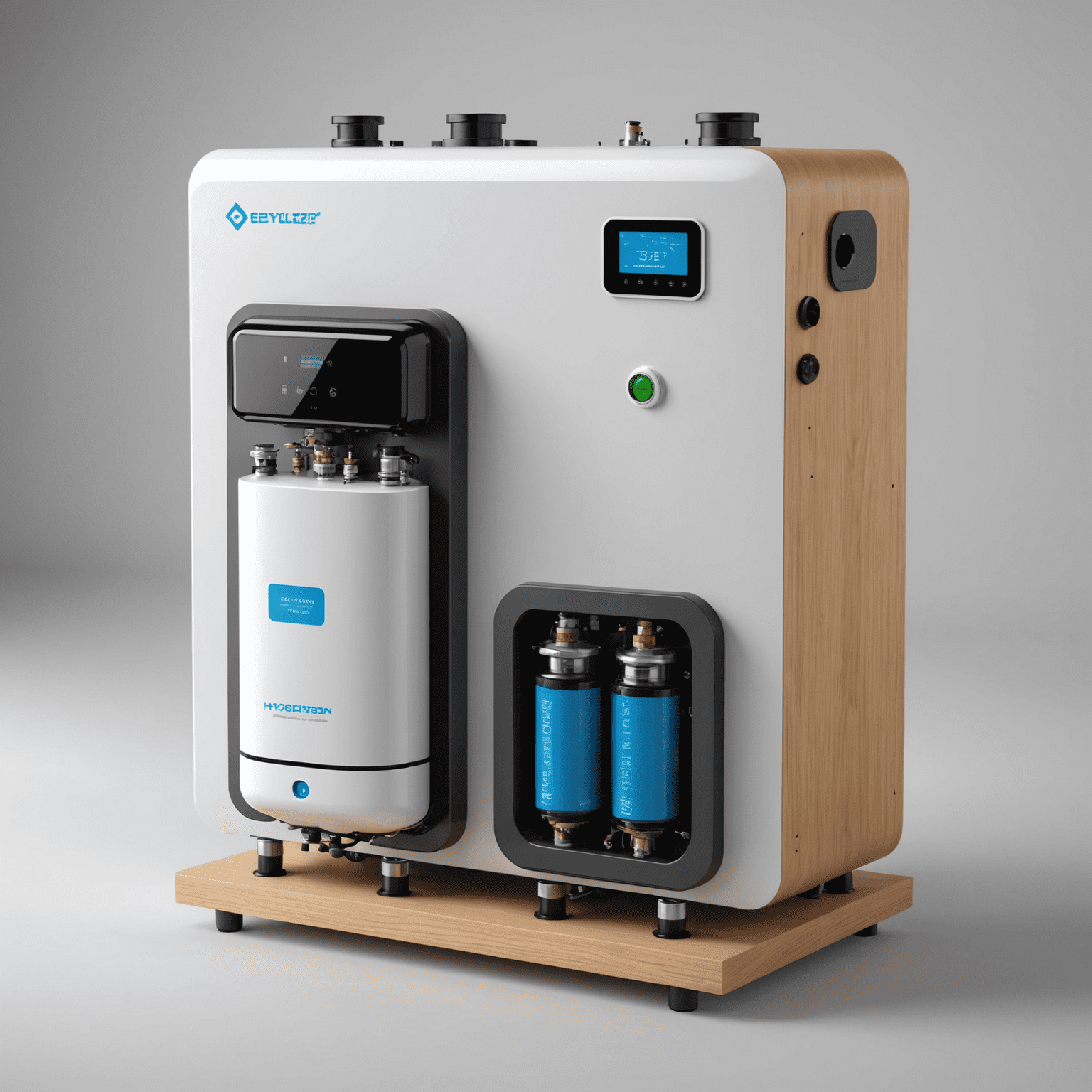 Kompakte Wasserstoffspeicheranlage für den Hausgebrauch, mit Elektrolyseur und Brennstoffzelle